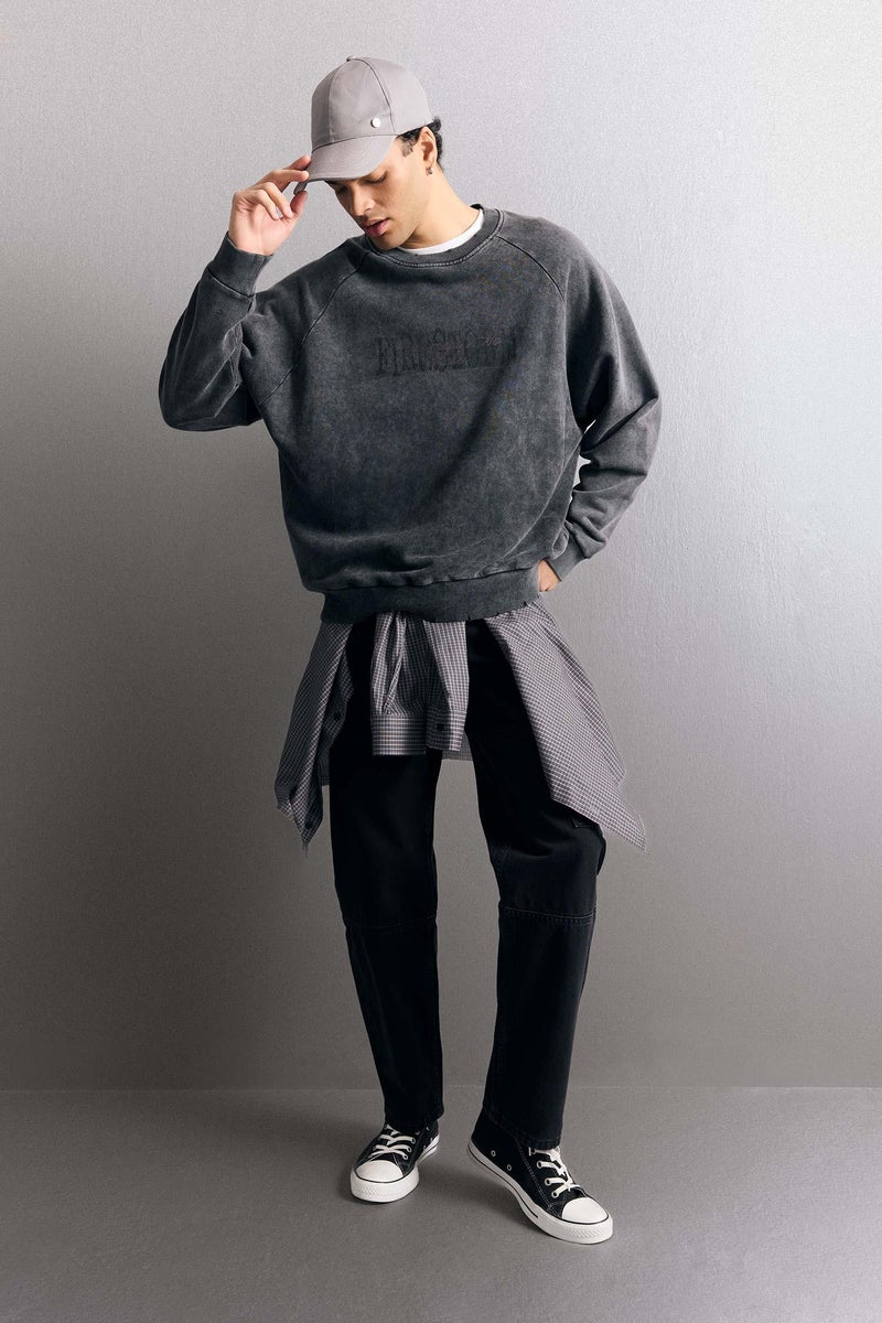 DeFacto Black Man Cotton Relax Fit Wide Leg Cargo Jeans Casual - Image 1